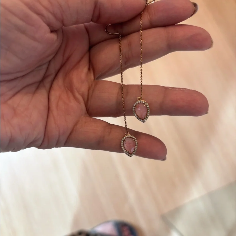 Henri Bendel Pink and rose Gold Drop Earrings - Picture 3 of 5